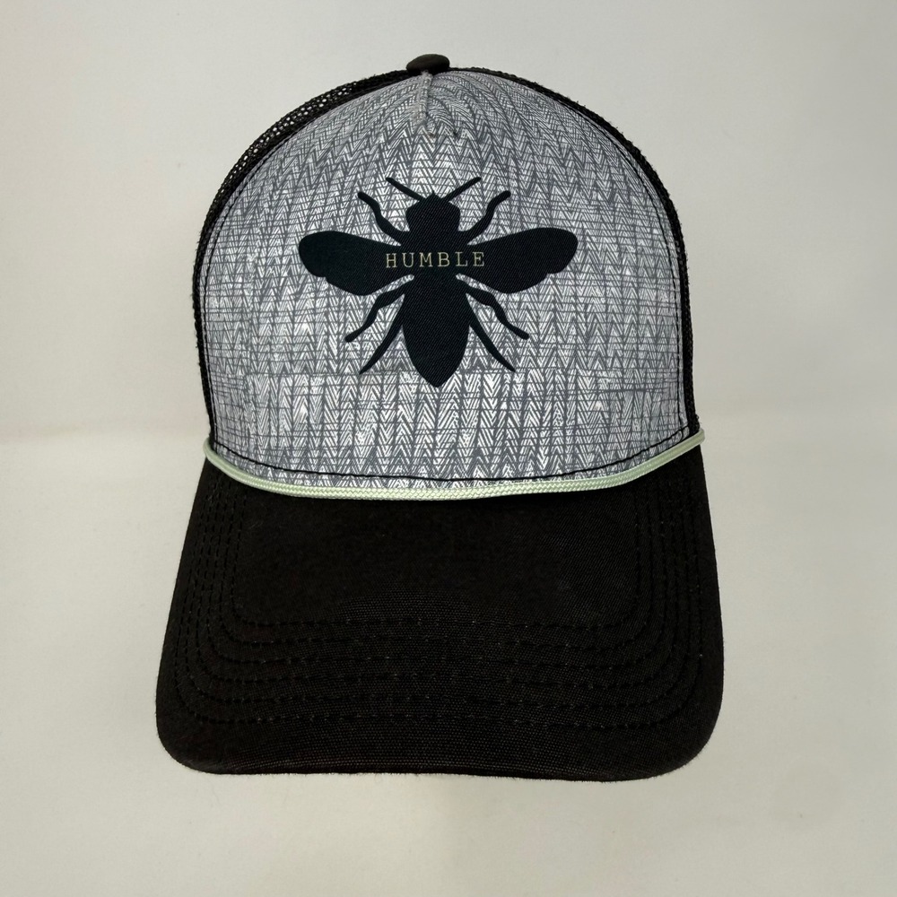 Prana Journeyman Trucker Hat Humble Bee Black Grey Mesh Adjustable Snapback
